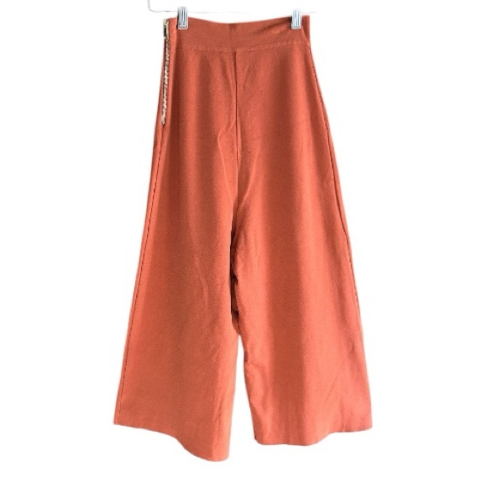 STELLA MCCARTNEY Wide‎ Leg Cropped Knit Pants Burnt Orange - Picture 4 of 16